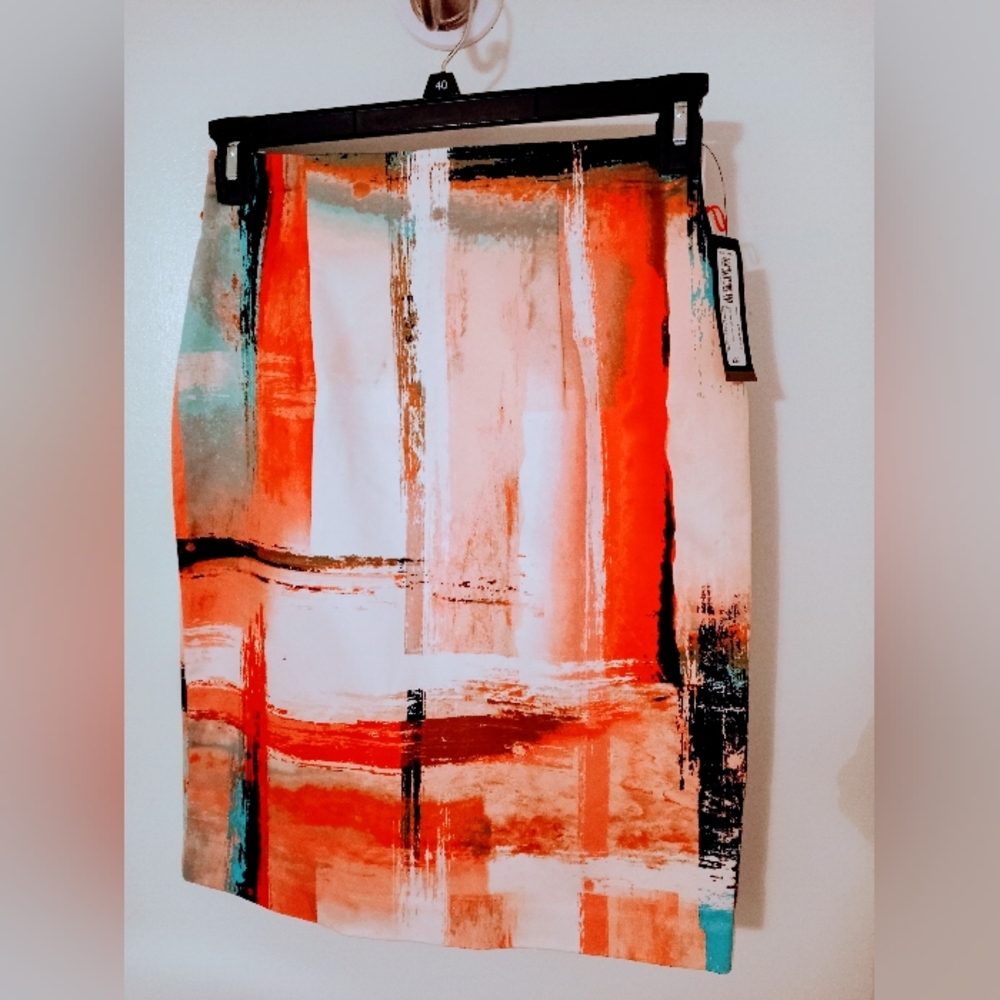 NWT Worthington Orange Malechitia Pencil Skirt Size 6